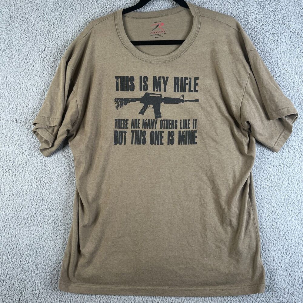 ROTHCO T-Shirt Mens 2XL Rifle Graphic  Hunting Outdoors Short Sleeve Brown